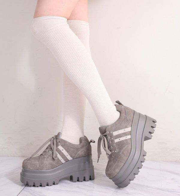  「ビジュー付きトリプルソールスニーカー」|その他|グレー