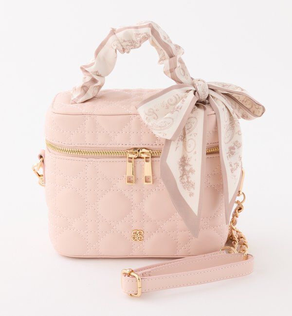  「ギャザーリボンハンドルバニティバッグ」|ショルダー・メッセンジャー|ピンク
