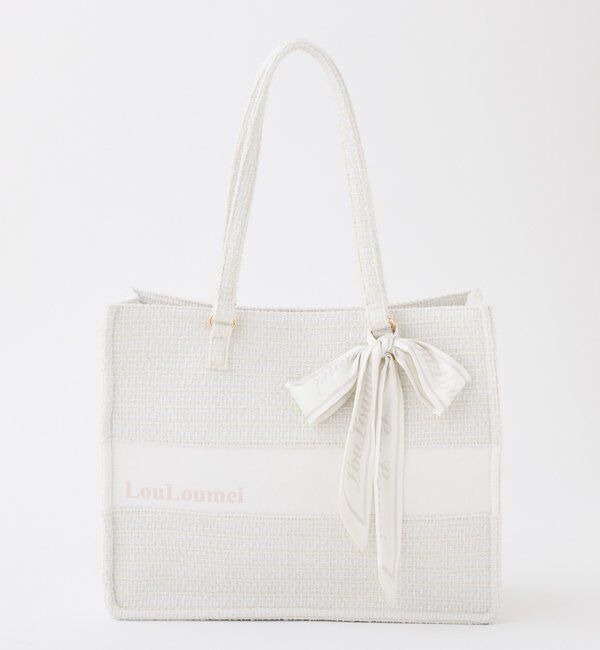  「【LouLoumei】スカーフ付ツイード横長キャリーオントート／自立可能／推し活」|ショルダー・メッセンジャー|