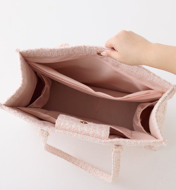  「【LouLoumei】スカーフ付ツイード横長キャリーオントート／自立可能／推し活」|ショルダー・メッセンジャー|