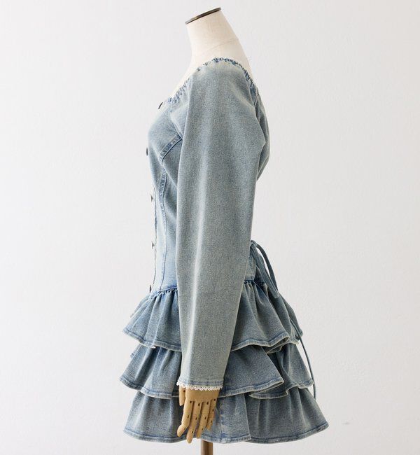 「【Denim Collection】ティアードミニワンピ」|ワンピース|