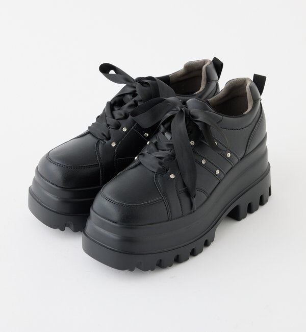  「【ピンク・ブラウン・ブラック】ビジュー付きトリプルソールスニーカー」|その他|