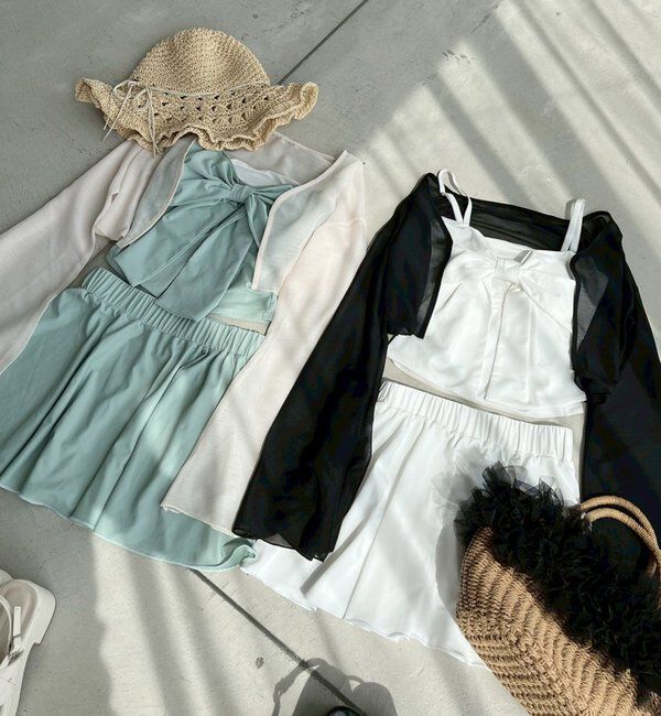  「swimwear/フロントリボン羽織りSET(4点セット)」|その他|