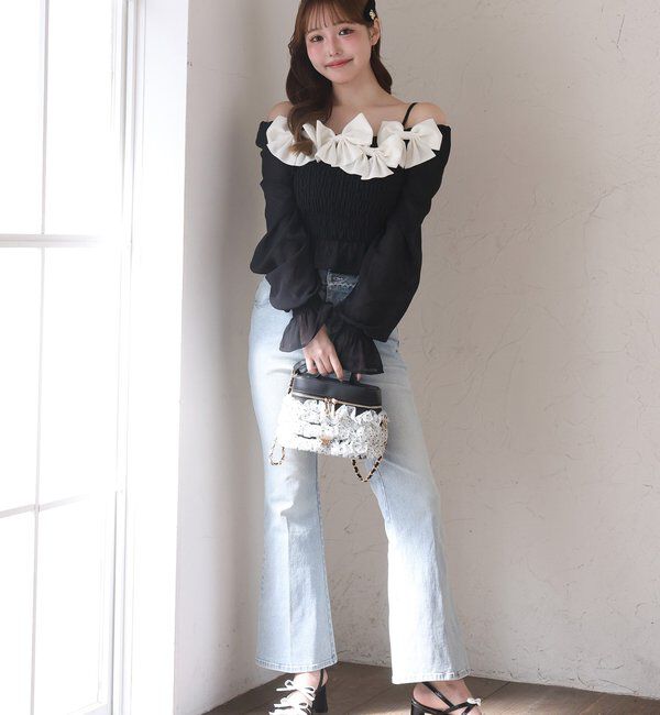  「【SMサイズ展開あり】ウエストレースフレアデニム」|その他|