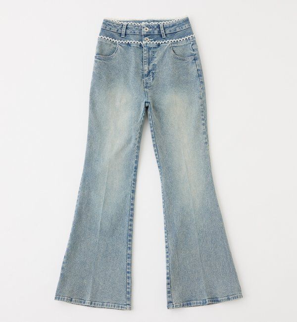  「【SMサイズ展開あり】ウエストレースフレアデニム」|その他|