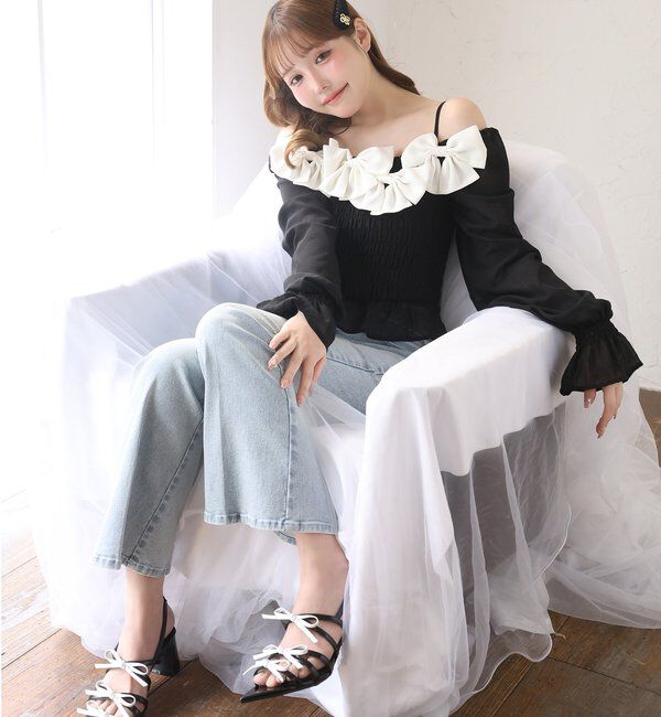  「シャーリングリボンブラウス」|シャツ・ブラウス|
