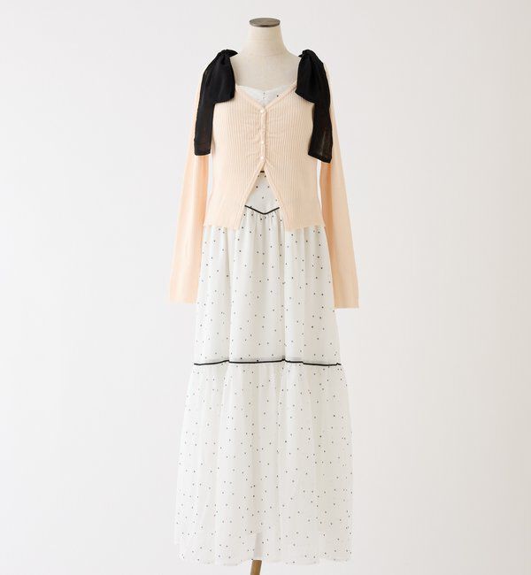  「カーディガンセット配色ワンピース」|ワンピース|