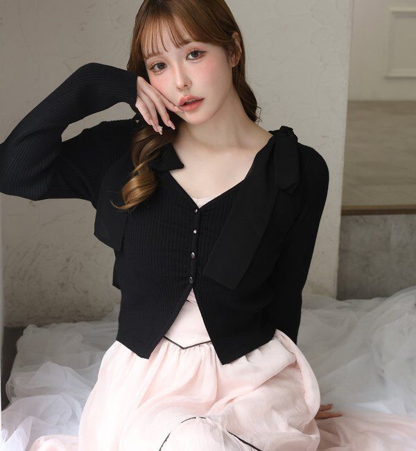  「カーディガンセット配色ワンピース」|ワンピース|