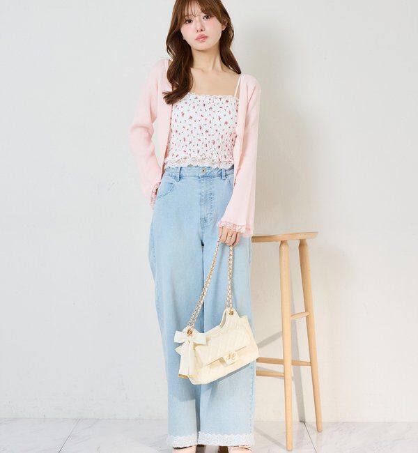  「カップ付きレースシャーリングキャミソール」|プルオーバー|