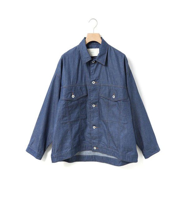 MidiUmi「MidiUmi ワイドデニムジャケット」|テーラードジャケット|ブルー