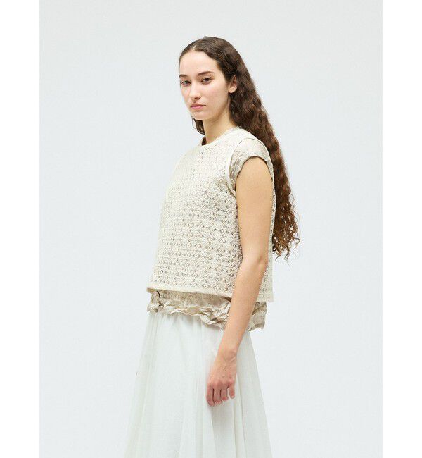 mizuiro ind「mizuiro ind レースクルーネックベスト」|ベスト・ジレ|