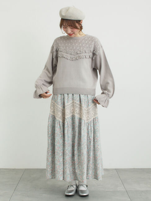 Samansa Mos2「柄アソートティアードレーススカート」|スカート|