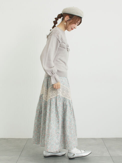 Samansa Mos2「柄アソートティアードレーススカート」|スカート|