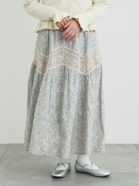 Samansa Mos2「柄アソートティアードレーススカート」|スカート|