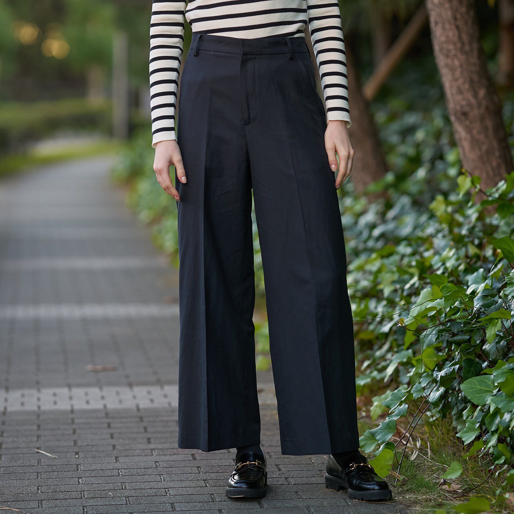 DRESSTERIOR「【セットアップ可】リネンブレンドワイドパンツ」|その他|ネイビー(094)