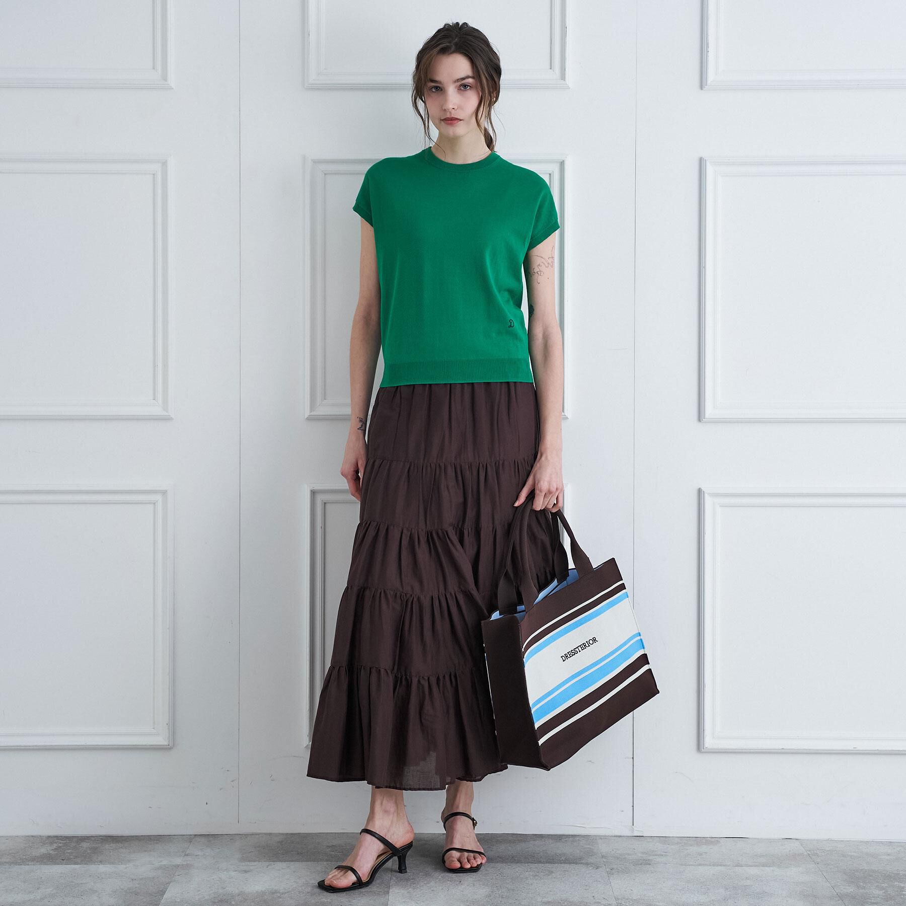 DRESSTERIOR「コットンシルクフレンチスリーブニット」|ニット・セーター|