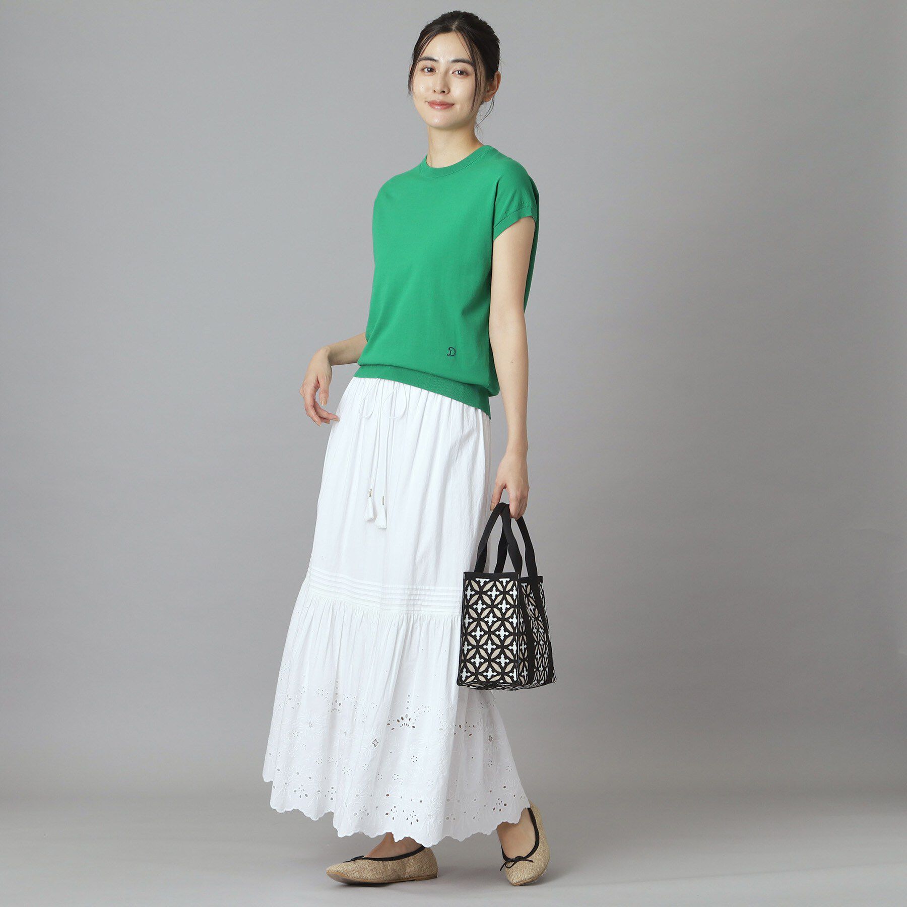 DRESSTERIOR「コットンシルクフレンチスリーブニット」|ニット・セーター|