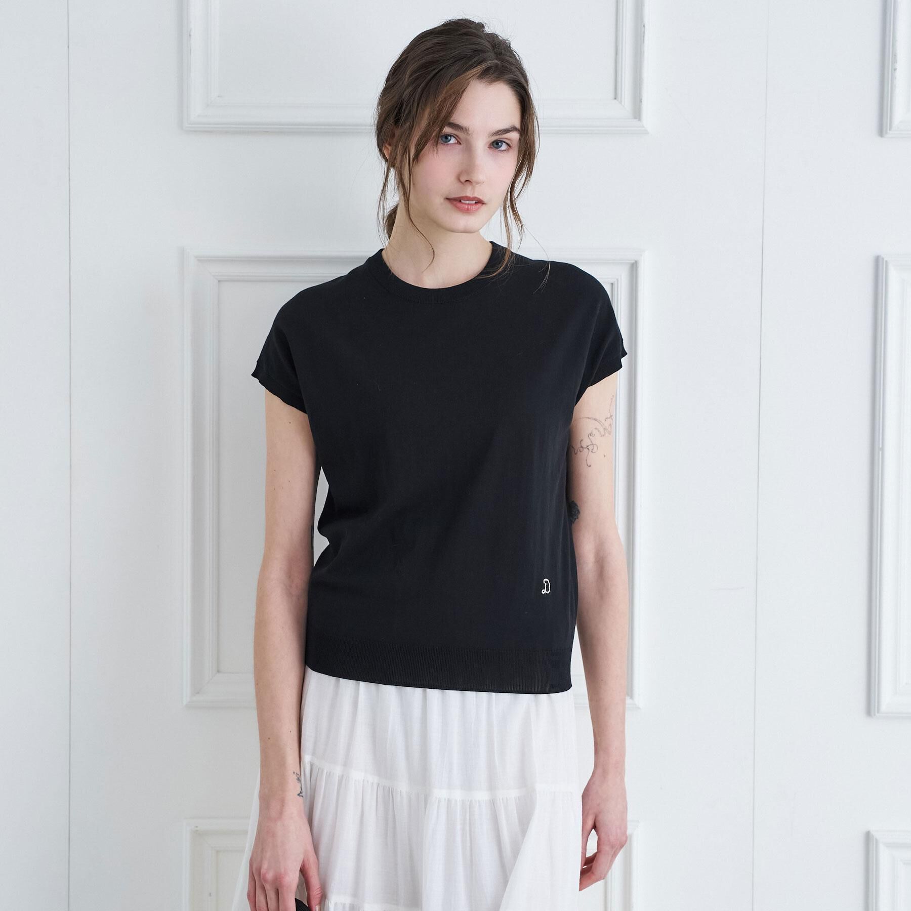 DRESSTERIOR「コットンシルクフレンチスリーブニット」|ニット・セーター|