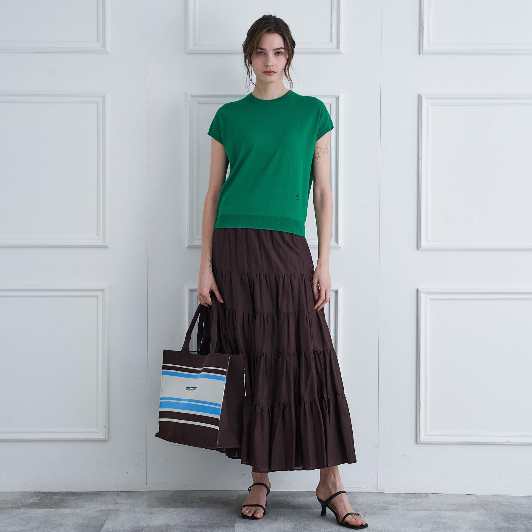 DRESSTERIOR「コットンシルクフレンチスリーブニット」|ニット・セーター|