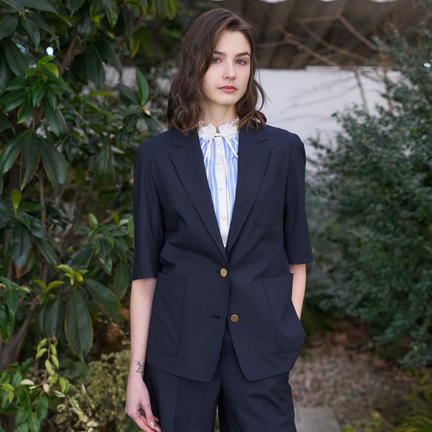 DRESSTERIOR「【接触冷感/UVカット/セットアップ可】 2WAYストレッチスリークオータージャケット」|テーラードジャケット|