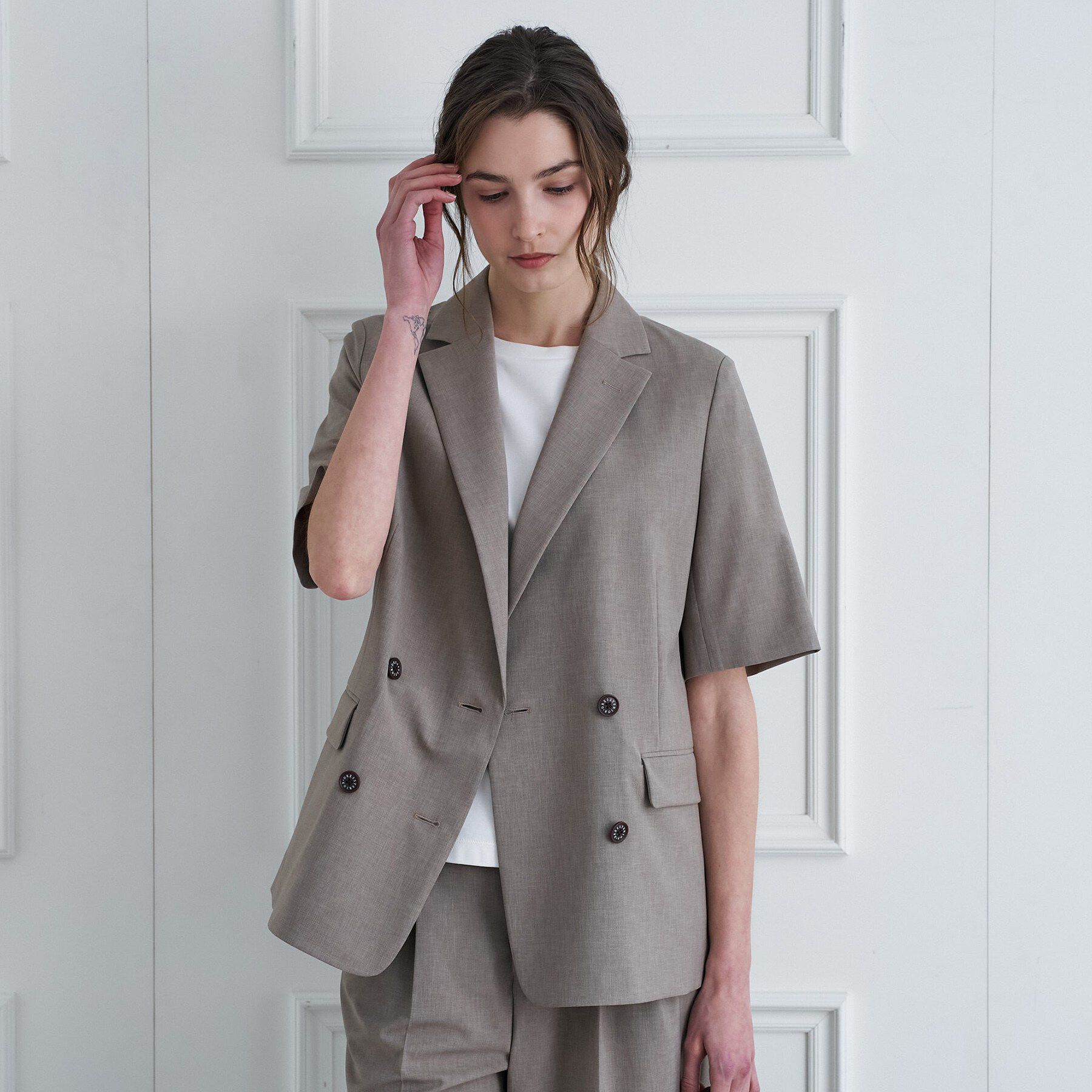 DRESSTERIOR「【大人MUSE5月号掲載/セットアップ可】ウォッシャブルイージーサマージャケット」|テーラードジャケット|ベージュ(052)