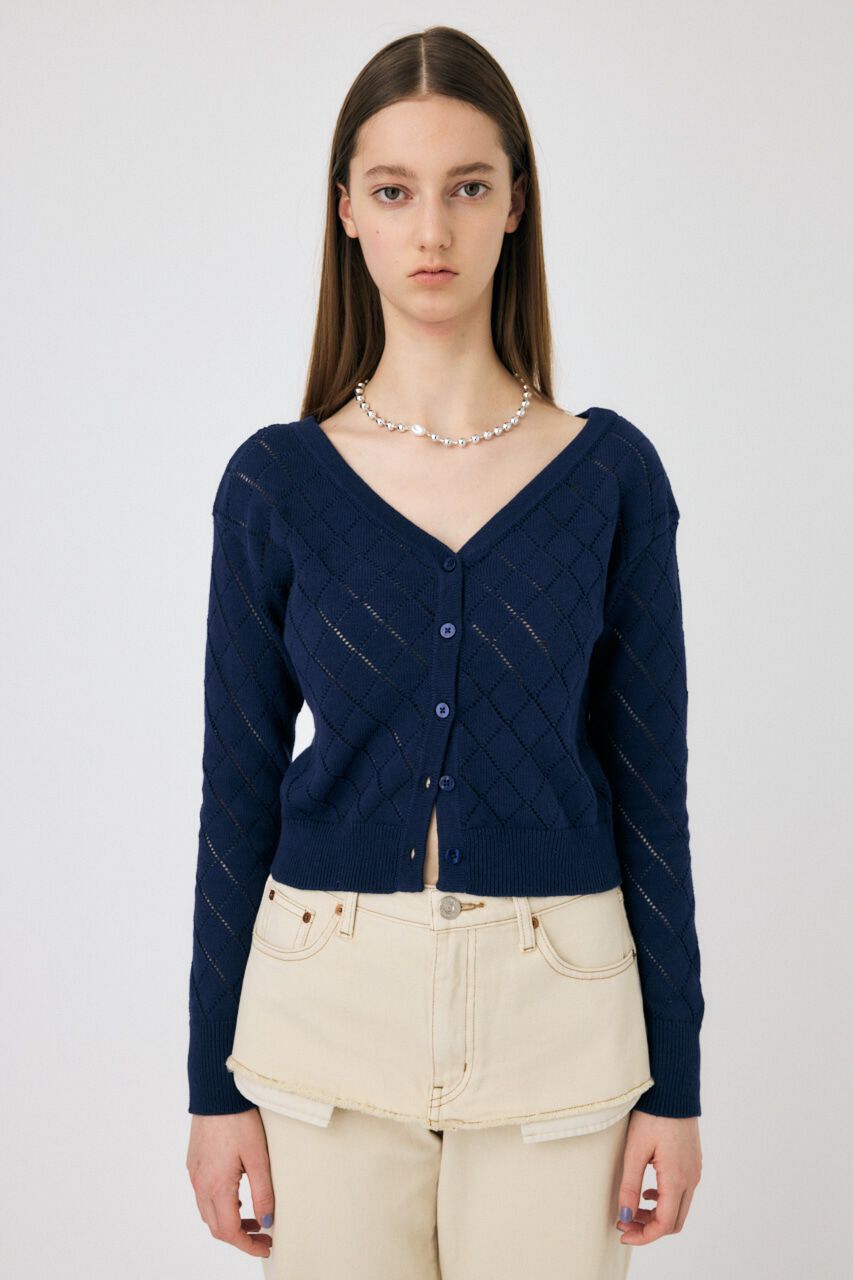 MOUSSY「EYELET ニットカーディガン」|ニット・セーター|