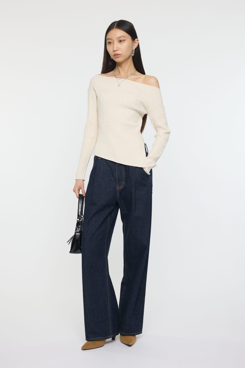 MOUSSY「TUCK WIDE ストレートデニム」|デニム|