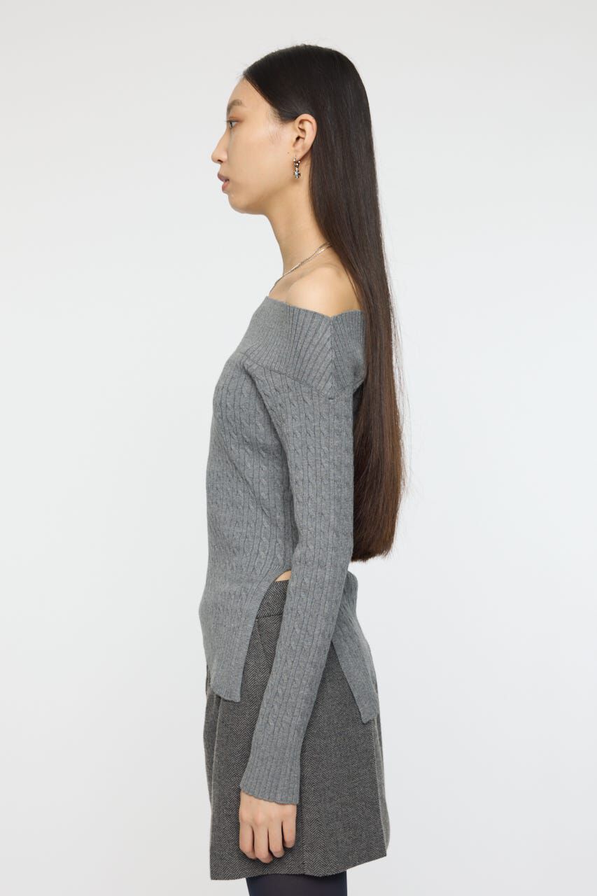 MOUSSY「ASYMMETRY SHOULDER CABLE ニット」|ニット・セーター|