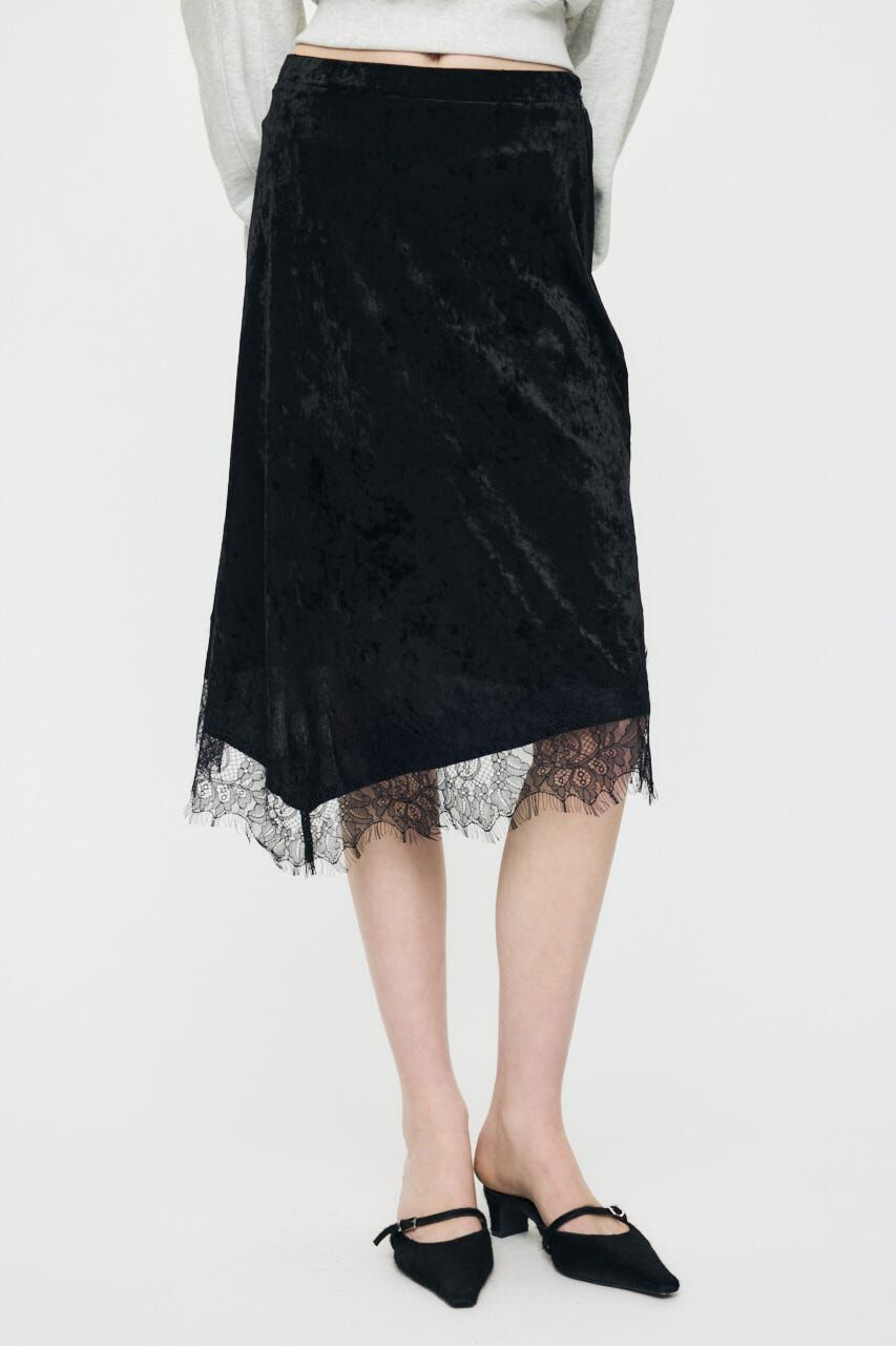 MOUSSY「LACE TRIM VELVET スカート」|スカート|