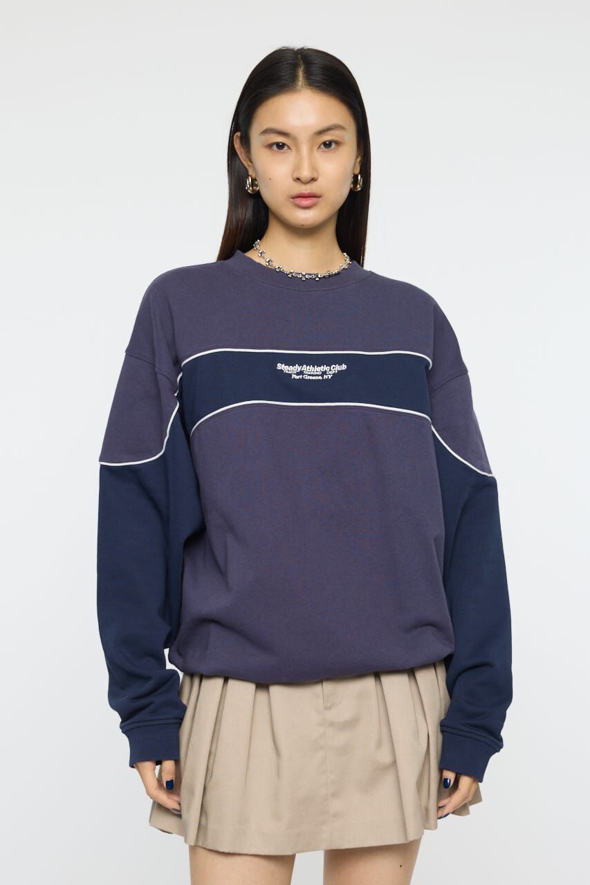 MOUSSY「BLOCK PANEL SWEAT シャツ」|パーカー|NVY