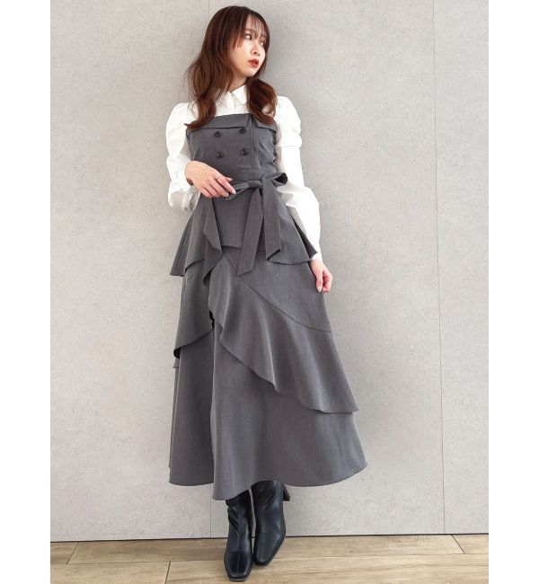 dazzlin「アシメフリルシャツレイヤードトレンチワンピース」|ワンピース|