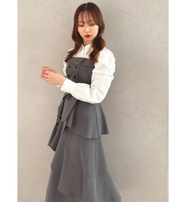 dazzlin「アシメフリルシャツレイヤードトレンチワンピース」|ワンピース|