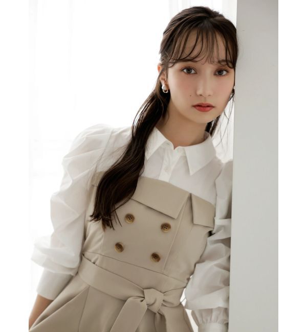 dazzlin「アシメフリルシャツレイヤードトレンチワンピース」|ワンピース|