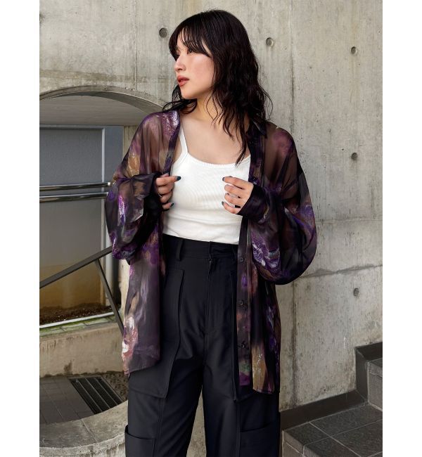 MURUA「ボリュームスリーブシャイニーシアーシャツ」|シャツ・ブラウス|