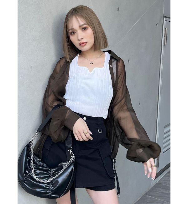 MURUA「ボリュームスリーブシャイニーシアーシャツ」|シャツ・ブラウス|