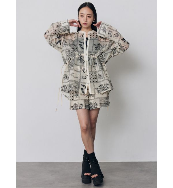 MURUA「ウエストドロストシアーレースシャツ【セットアップ着用可】」|シャツ・ブラウス|