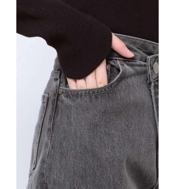 LAGUNAMOON「ウエストアシンメトリーデニムパンツ」|デニム|