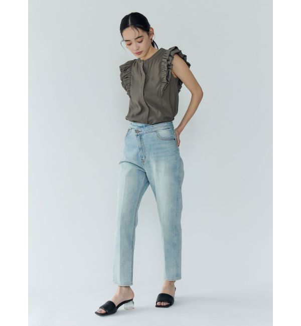 LAGUNAMOON「ウエストアシンメトリーデニムパンツ」|デニム|