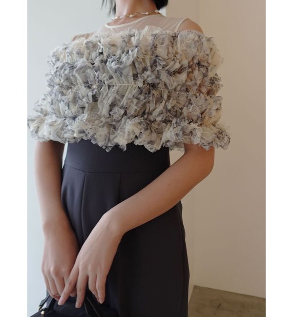 LAGUNAMOON「LADYチュールオフショルパンツドレス」|ワンピース|