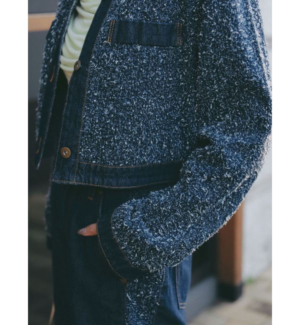 LAGUNAMOON「ツイードライクノーカラーデニムジャケット」|デニムジャケット|
