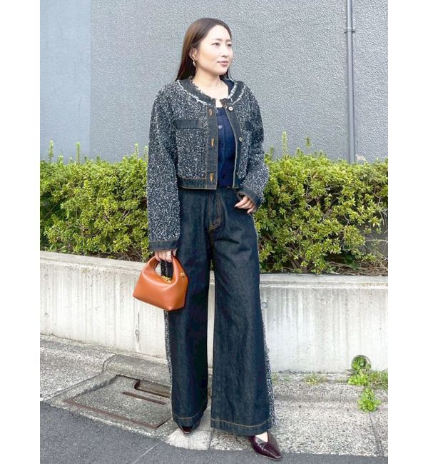 LAGUNAMOON「ハイウエストラインディティールデニムパンツ」|デニム|