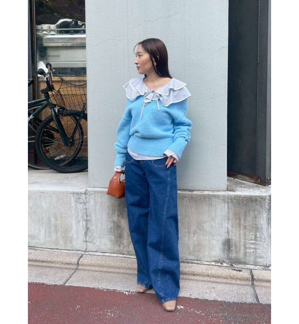 LAGUNAMOON「パッチポケットセミワイドデニムパンツ」|デニム|