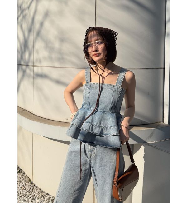 LAGUNAMOON「デニムペプラムキャミソール」|キャミソール|