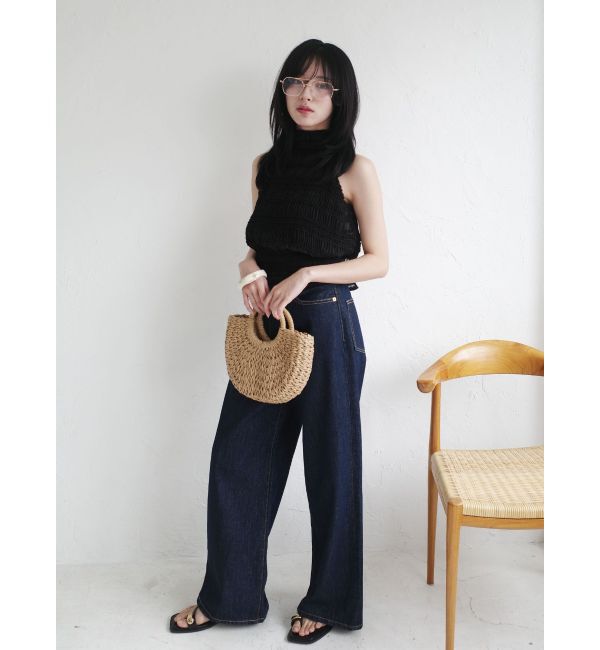 LAGUNAMOON「LMロゴセミワイドデニムパンツ」|デニム|
