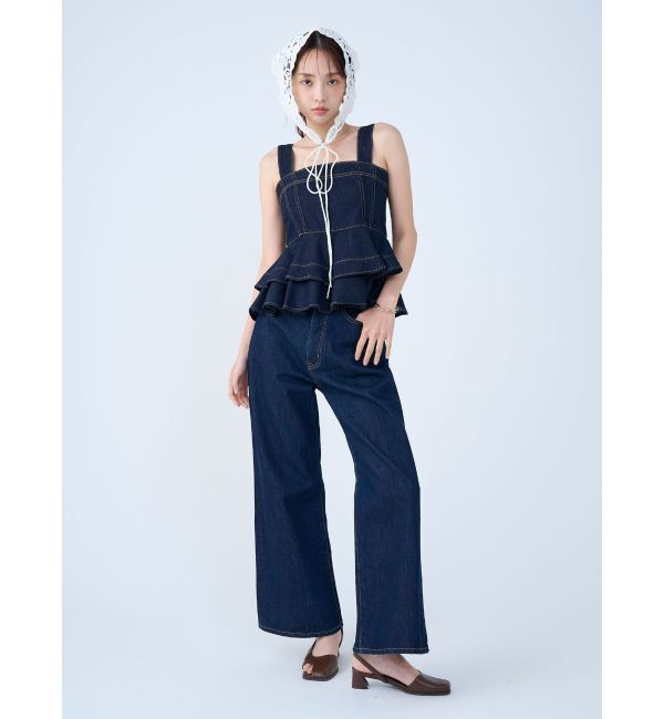 LAGUNAMOON「LMロゴセミワイドデニムパンツ」|デニム|