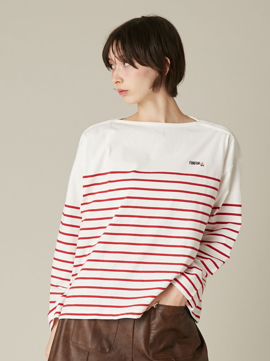 FURFUR「バスクボーダーロングスリーブTシャツ」|Tシャツ・カットソー|RED