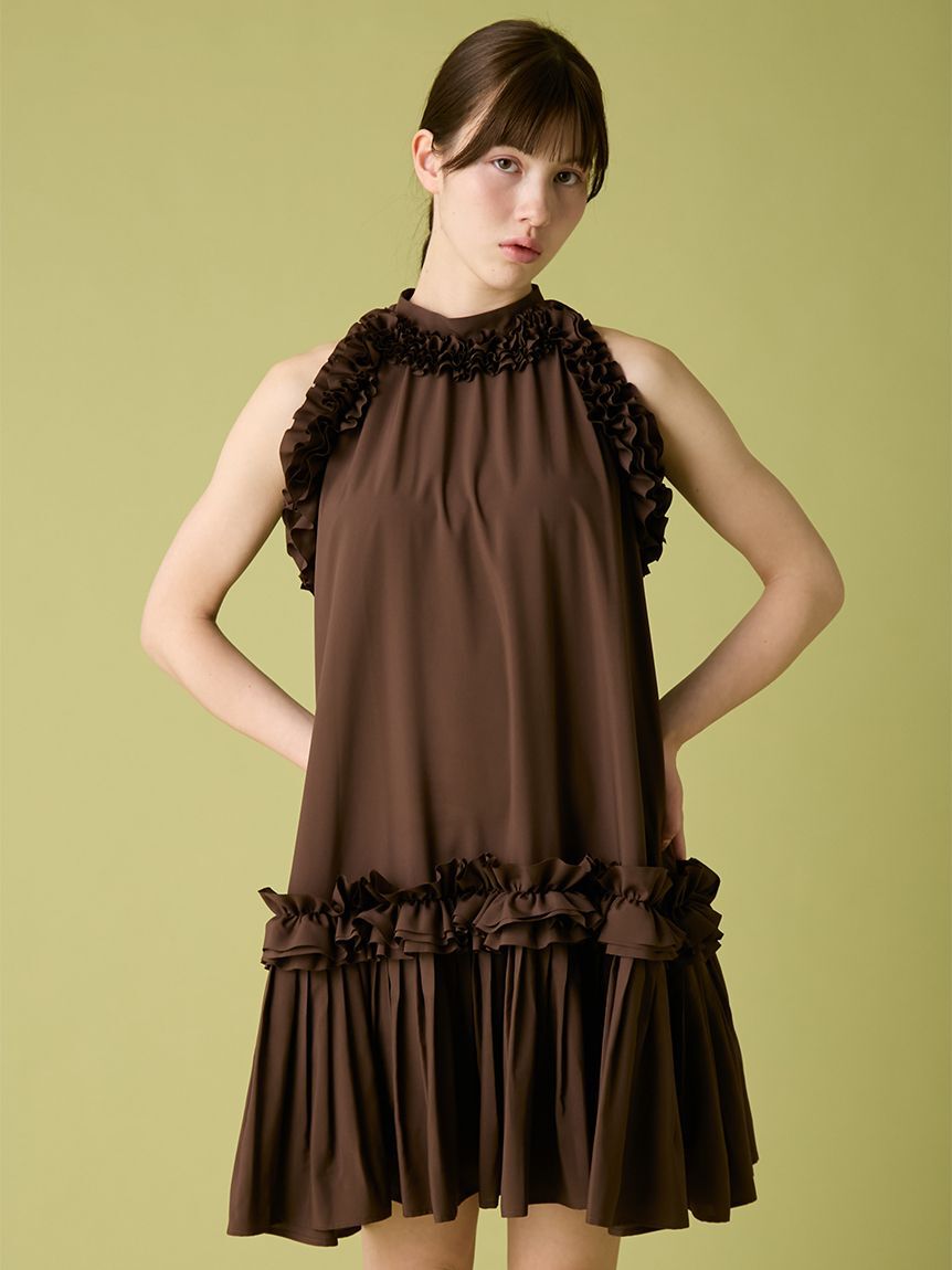 FURFUR「フリルホルターミニドレス」|ドレス|