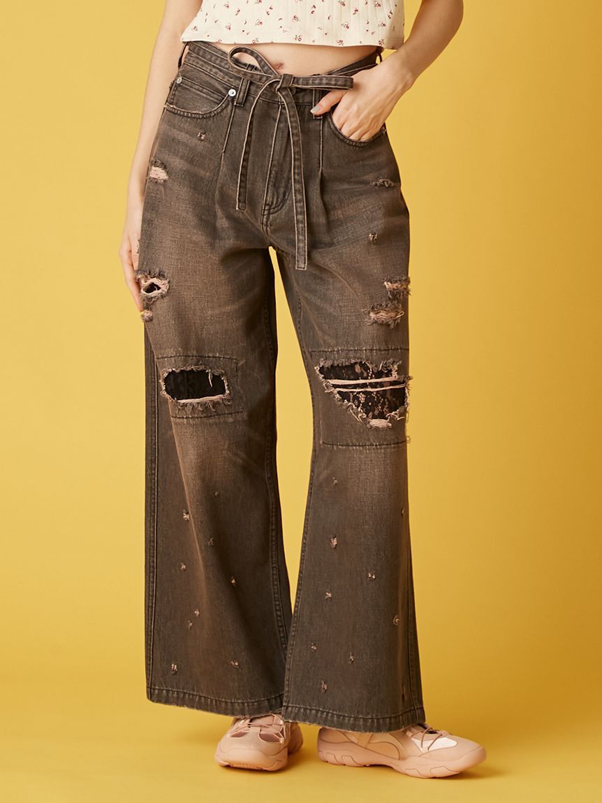 FURFUR「【新色追加】レースクラッシュデニムパンツ」|デニム|