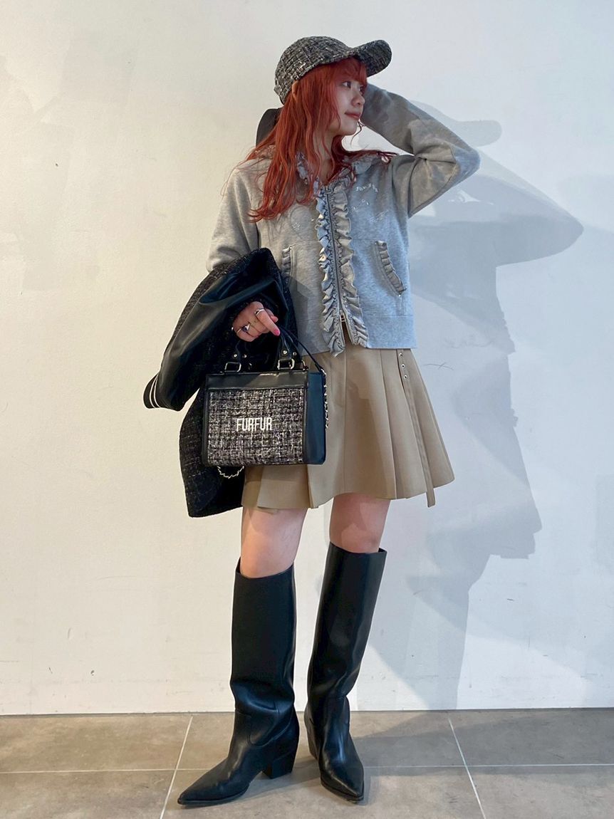 FURFUR「ベルト付きタックミニスカート」|スカート|