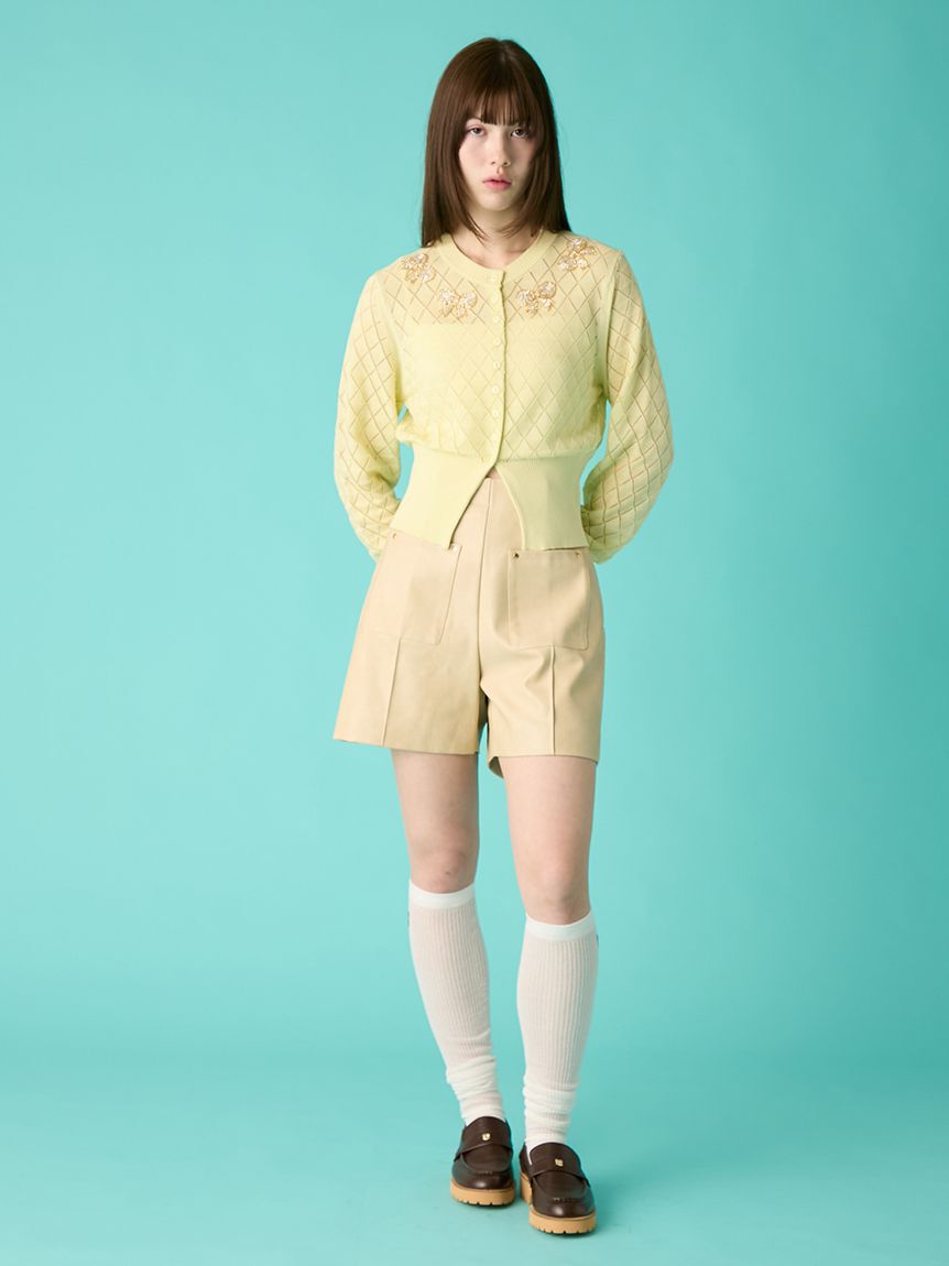 FURFUR「リボンビーズ刺繍アイレットカーディガン」|カーディガン|